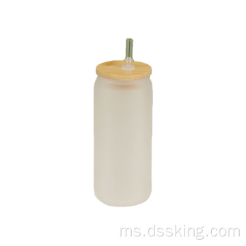 Tangki Penyimpanan Kaca Sippy Cawan Single Layer Botol Air dengan Jerami Lurus Cendawan Minuman Lurus